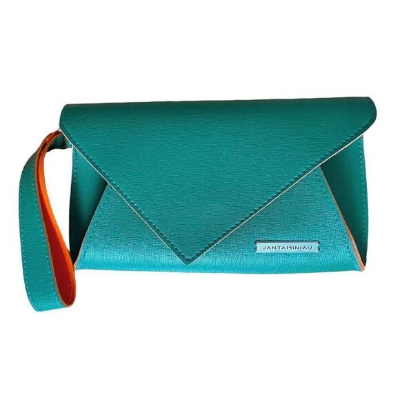 Kantaminiau Green Orange Origami 1st Class Travel Wristlet - Picture 1 of 5